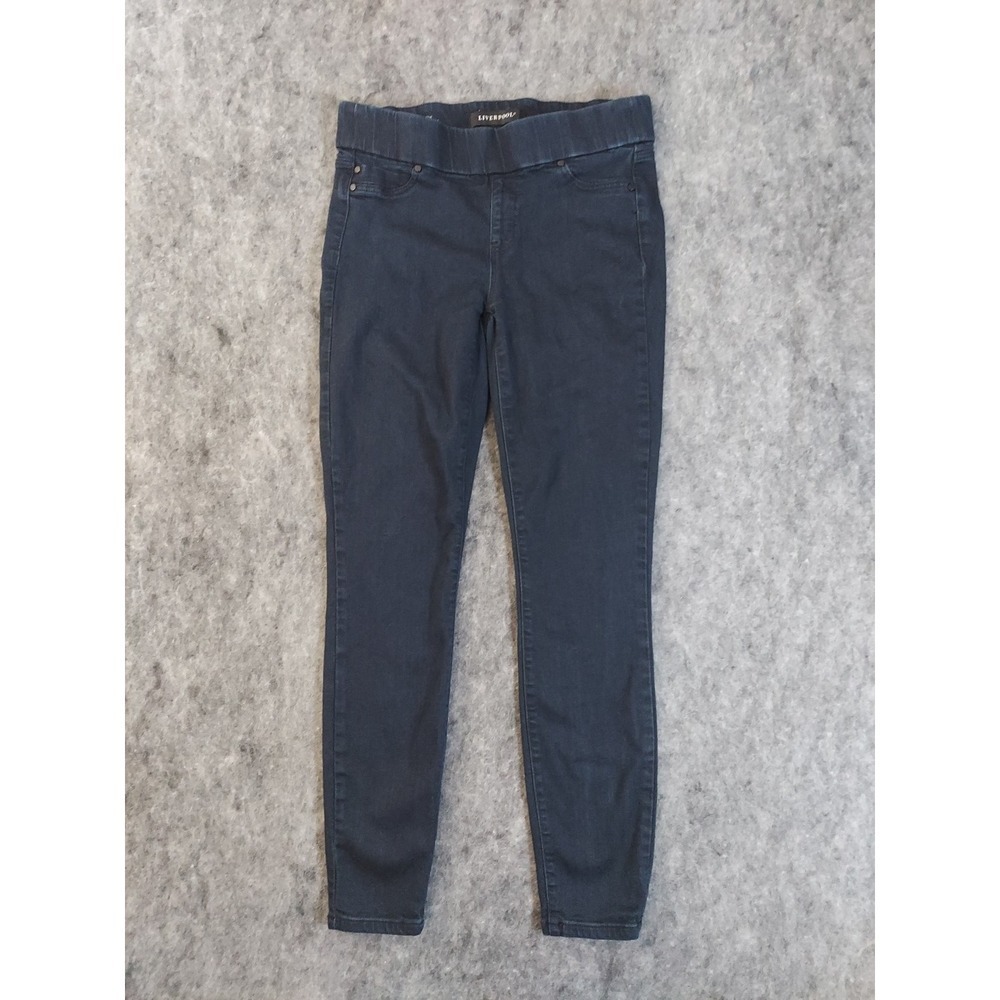 Liverpool Jeans Women's 4/27 Indigo Blue Skinny Stretch Pull On Denim Dark Wash